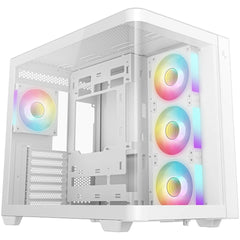DeepCool CG530U 4F Curved Glass Panoramic ATX Mid-Tower Case 4x Pre Installed Fans Dual Chamber, Support Back Connectors & Up to 2x 360mm +280mm Radiators, Front 2x USB3.0 , White