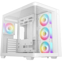 DeepCool CG530U 4F Curved Glass Panoramic ATX Mid-Tower Case 4x Pre Installed Fans Dual Chamber, Support Back Connectors & Up to 2x 360mm +280mm Radiators, Front 2x USB3.0 , White