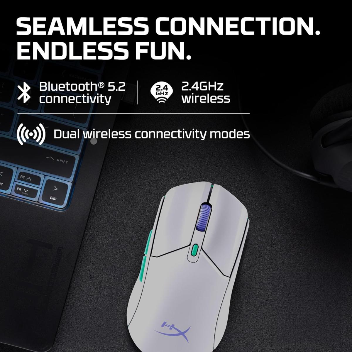 Hyperx Pulsefire Haste 2 Core Wireless & Bluetooth Lightweight 59g Long Battery Life Up To 100 Hours Long Battery Life Custom Core Sensor White Hyperx Pulsefire Haste 2 Core Wireless & Bluetooth Lightweight 59g Long Battery Life Up To 100 Hours Long Battery Life Custom Core Sensor White