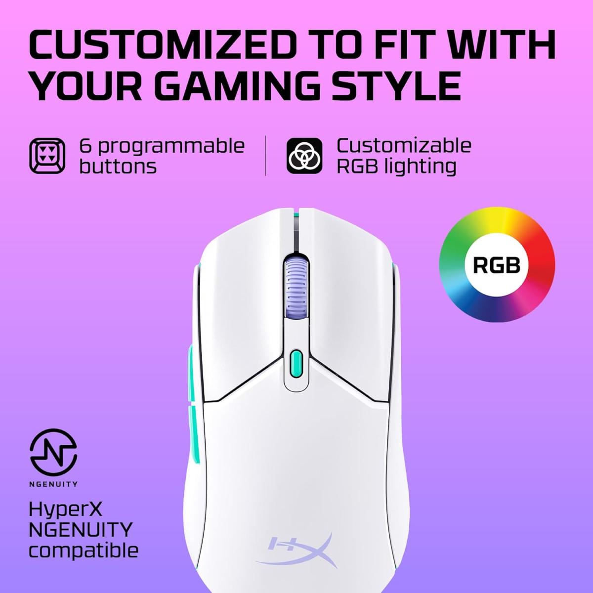 Hyperx Pulsefire Haste 2 Core Wireless & Bluetooth Lightweight 59g Long Battery Life Up To 100 Hours Long Battery Life Custom Core Sensor White Hyperx Pulsefire Haste 2 Core Wireless & Bluetooth Lightweight 59g Long Battery Life Up To 100 Hours Long Battery Life Custom Core Sensor White