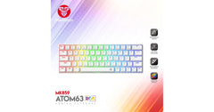 FANTECH ATOM63 MK859 WIRED RGB 60% Modular Mechanical Gaming Keyboard, Detachable Type-C, Red Switch-White(عربي)