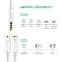 Ugreen 10789 20cm 3.5mm cable 4 poles male to 2 jack 3.5mm female plastic Abs Av141 - White