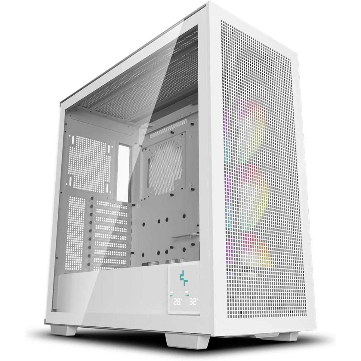 DeepCool Morpheus ATX+ Modular Airflow Housing w/ Vertical Mount & Gen 4 Riser Cable Tempered Glass 4x Trinity 140mm ARGB Fans - White