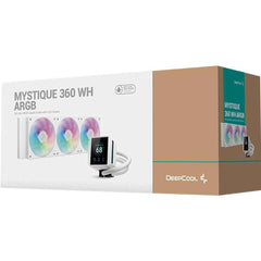 Deepcool Mystique 360 Argb Lcd Liquid Cooler 360mm 5th Gen Pump 3400rpm 2.8" 640x480 Tft Lcd Screen 2150 Rpm Fan Speed 72.45 Cfm Fan Airflow , White