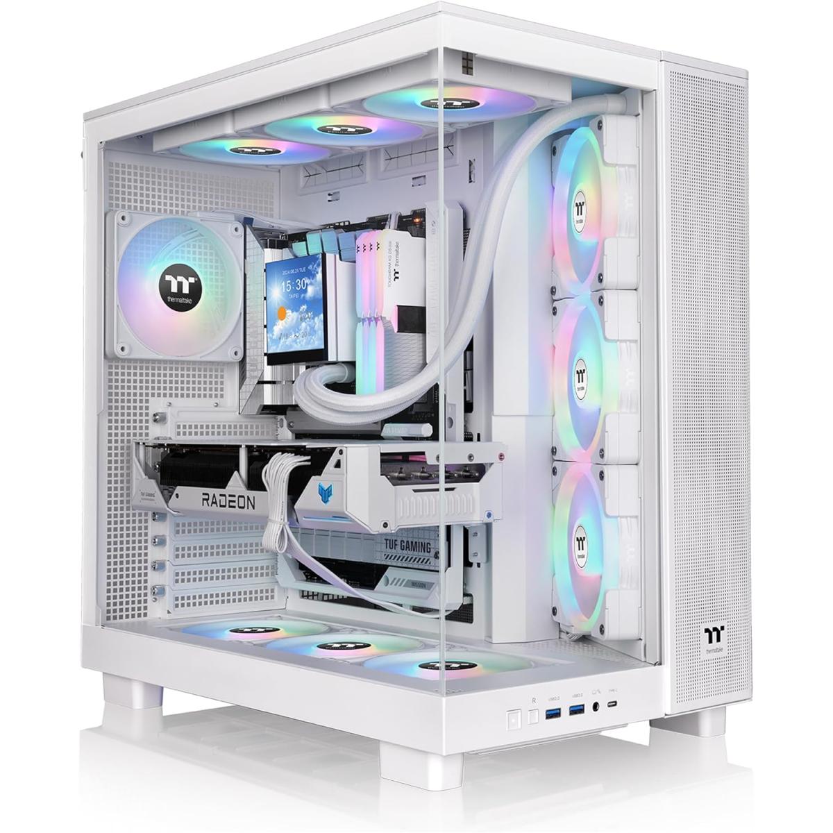 Thermaltake View 380 Xl Tg Argb Mid Tower Pc Case, 4x 120mm Argb Lite Pre Installed Fans, Up To 360mm Radiator & 10x Fan Support, Usb Type C X1, Usb 3.0 X2, Hd Audio, White - CompuMe