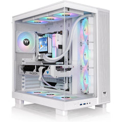 Thermaltake View 380 Xl Tg Argb Mid Tower Pc Case, 4x 120mm Argb Lite Pre Installed Fans, Up To 360mm Radiator & 10x Fan Support, Usb Type C X1, Usb 3.0 X2, Hd Audio, White - CompuMe