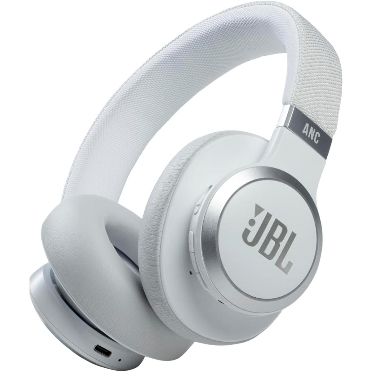 JBL Live 660NC Adaptive Noise Cancelling Over-Ear Bluetooth 5.0 Up to 50H Battery Speed Charge Ambient Aware Voice Assistant integration TalkThru - White