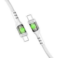 Promate TransLine-CC USB-C to USB-C Cable 60W Power Delivery Transparent Shells 120cm Nylon Braided Cord - White