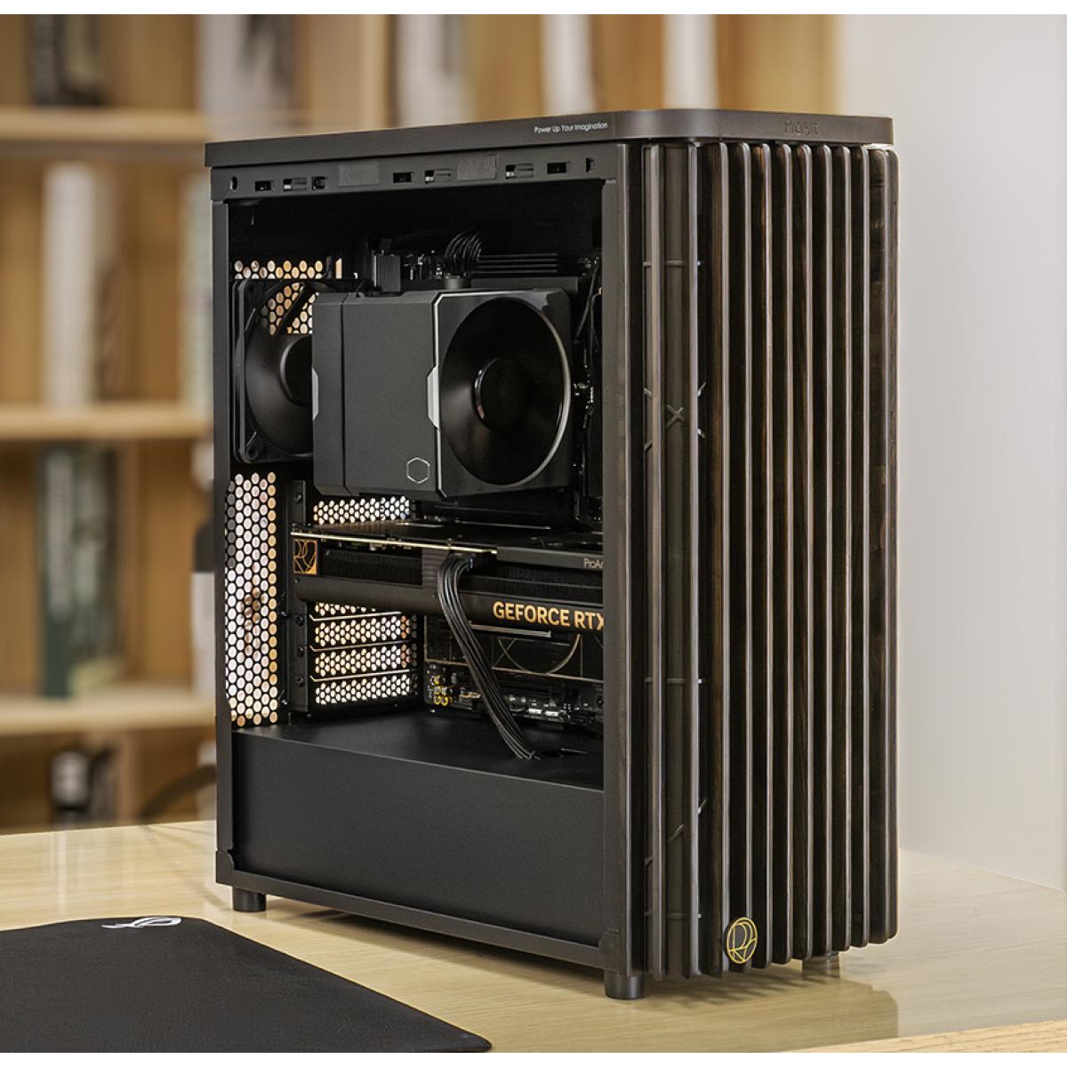 ASUS ProArt PA401 Wood Edition Tempered Glass Panel, 2x 160mm Pre-Installed Fans, Up to 240mm Radiator & 5x Fan Support, Removable Dust Filters, Black