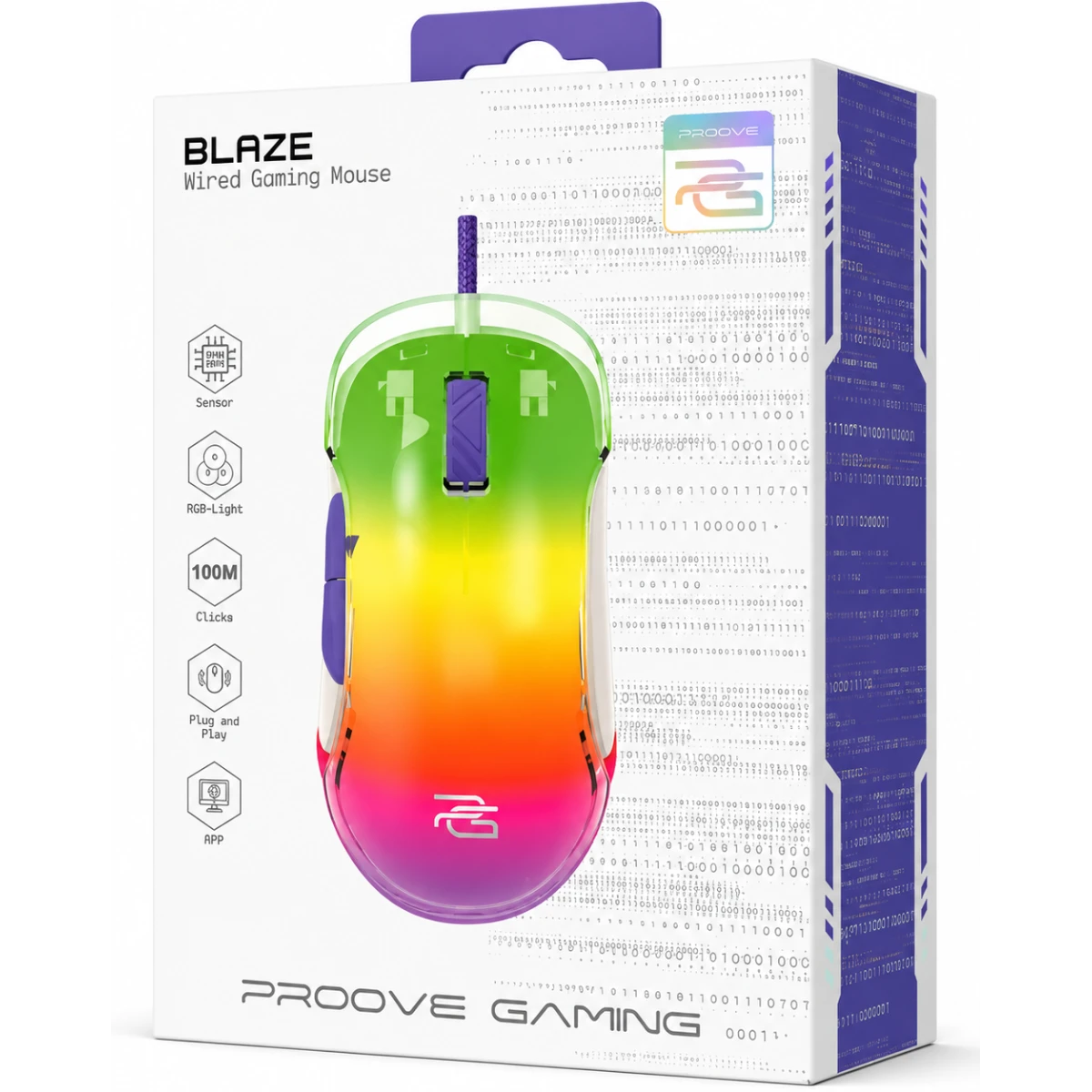 Proove Gaming Blaze Wired Gaming Mouse 12000 DPI - White/Purple