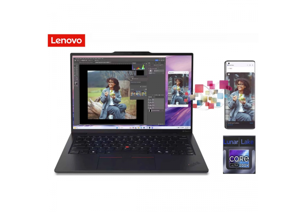 Laptop ThinkPad X1 Carbon Gen 13 Aura Edition Intel Core Ultra 7 258V Copilot+ PC, 32GB LPDDR5x, 1TB SSD M.2 2280, 14" WUXGA (1920x1200) IPS 500nits Anti-glare, 100% sRGB, Touch, Windows® 11 Pro, 3 Years Warranty