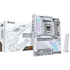 GIGABYTE X870E AORUS PRO X3D ICE ATX AM5 Motherboard, AMD X870E Chipset, 4x DDR5 DIMM Slots, Up to 256GB Max Memory, 1x PCIe 5.0 x16 with PCIe UD Slots, 4x M.2 Slots
