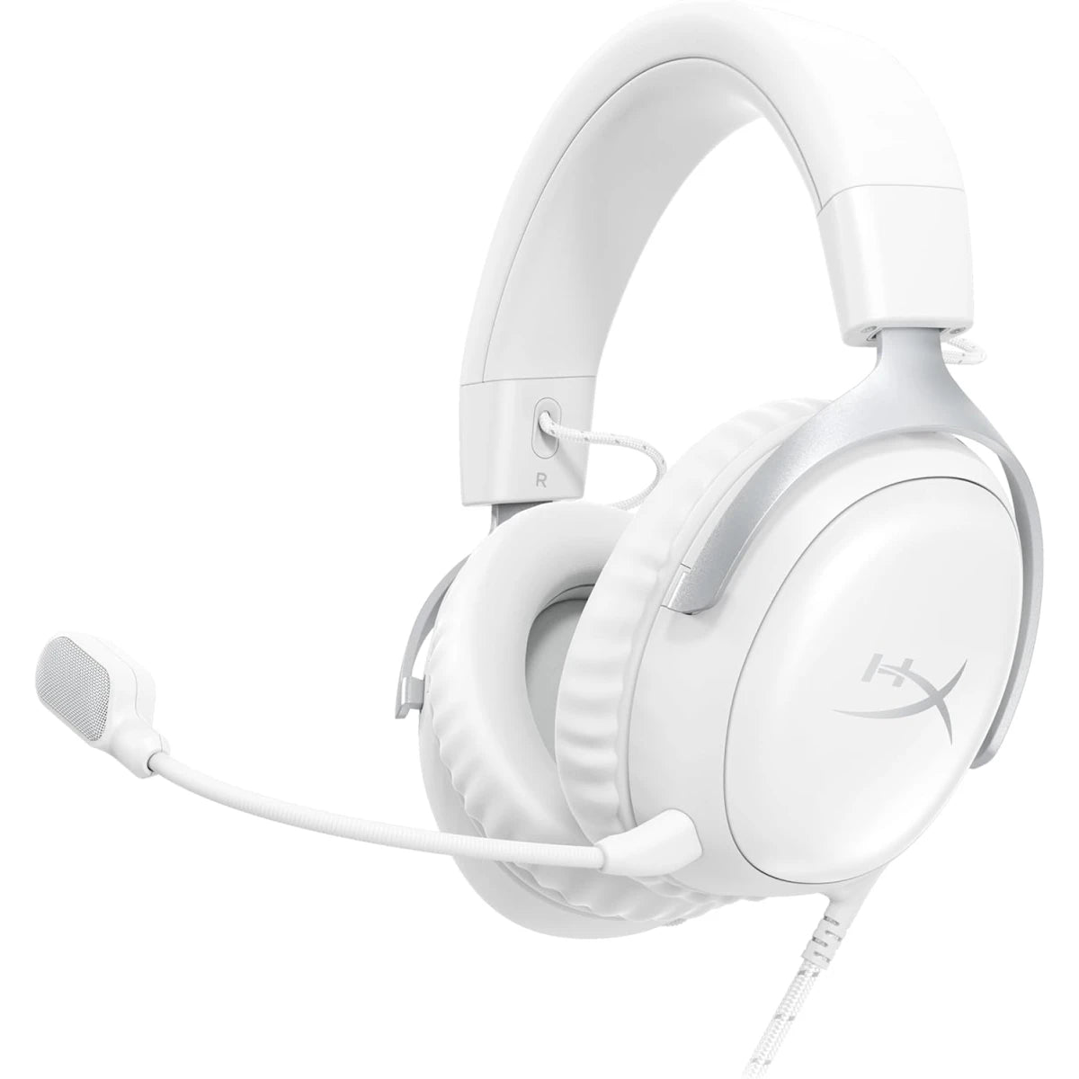 HyperX Cloud III Wired Angled 53mm Drivers DTS Memory Foam Durable Frame Ultra-Clear 10mm Mic USB-C & USB-A 3.5mm For PC, PS5, Xbox Series X|S - White