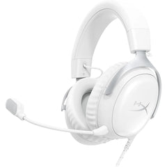 HyperX Cloud III Wired Angled 53mm Drivers DTS Memory Foam Durable Frame Ultra-Clear 10mm Mic USB-C & USB-A 3.5mm For PC, PS5, Xbox Series X|S - White