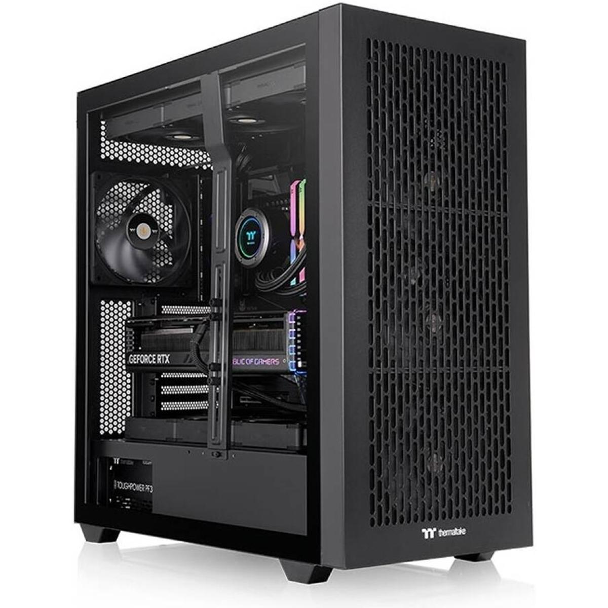 Thermaltake AX500 Full Tower PC Case, 4x 140mm CT140 Pre-Installed Fans, Up to 420mm Radiator & 14x Fan Support, Dust Filters, Steel & Tempered Glass Panels, SPCC Material, Black