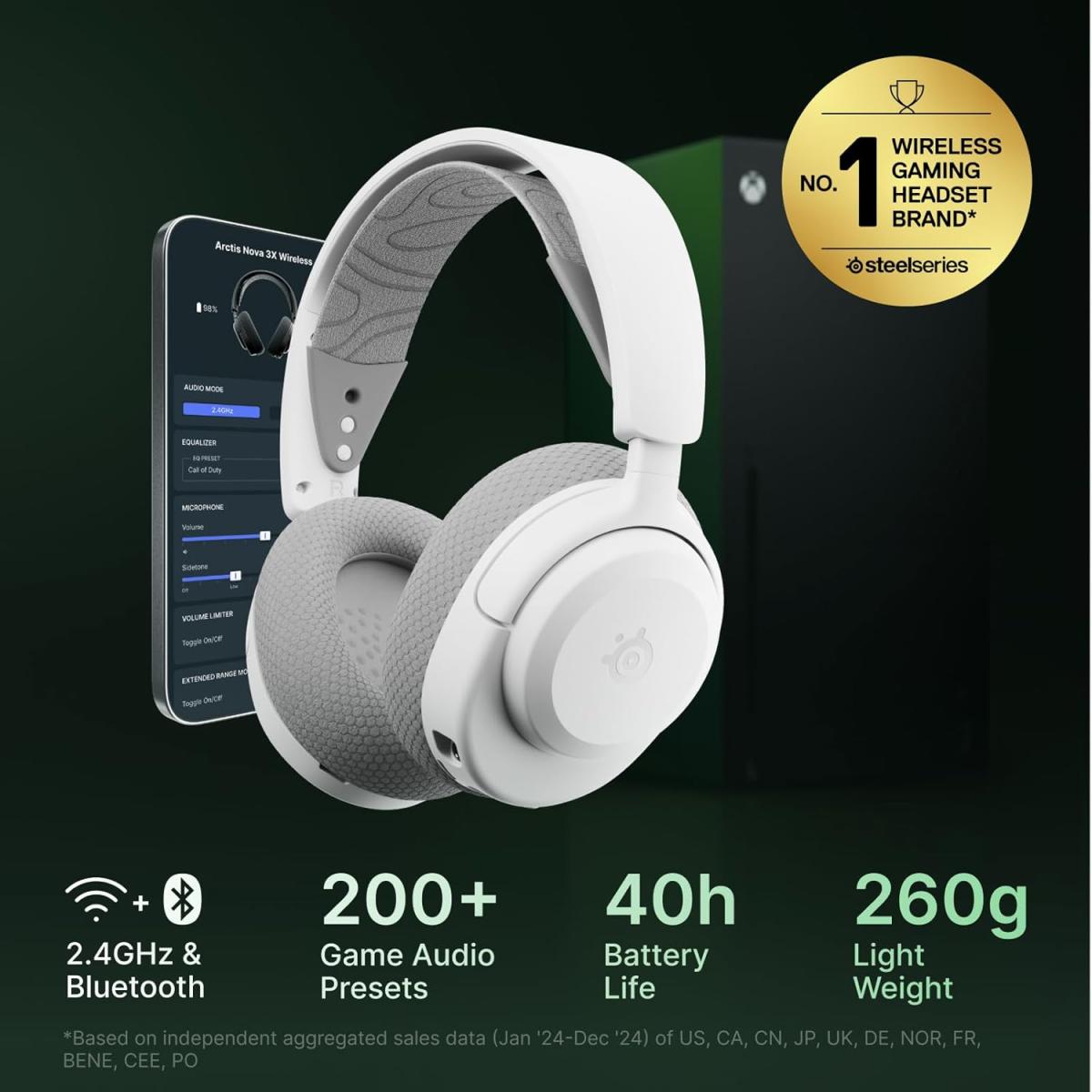 Steelseries wireless Bluetooth headset for computer setup