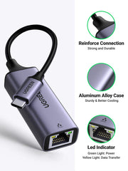 Ugreen 25052 Usb C To Lan Rj45 2.5g Gigabit Ethernet Adapter