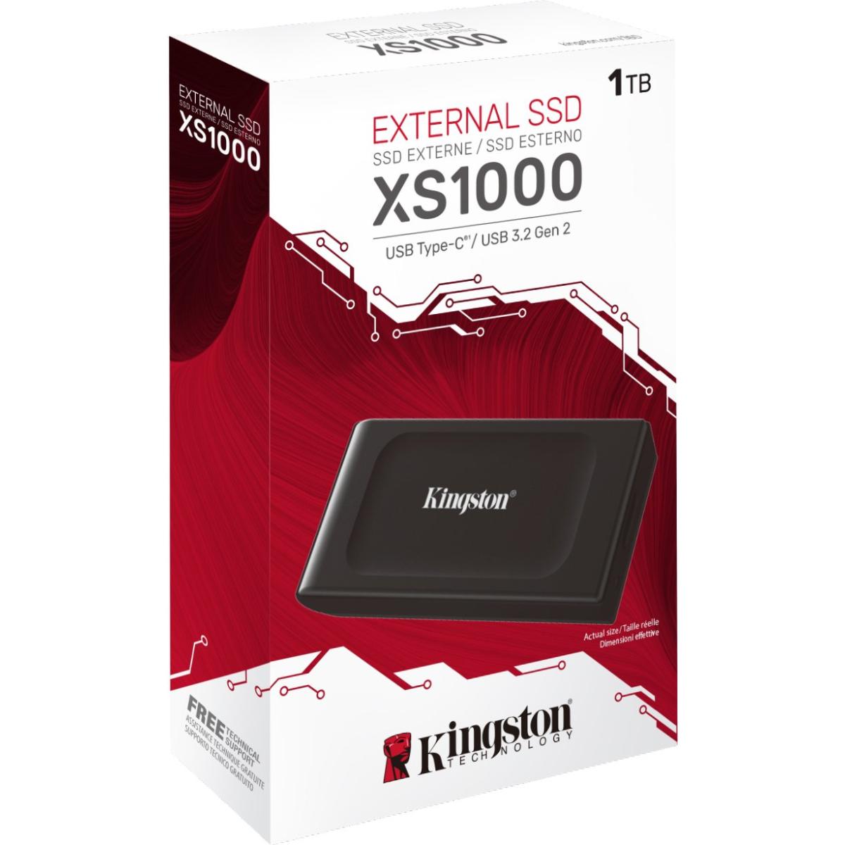 Kingston XS1000 1TB High Performance Pocket-Sized External SSD USB C w/ USB-C to USB-A Cable
