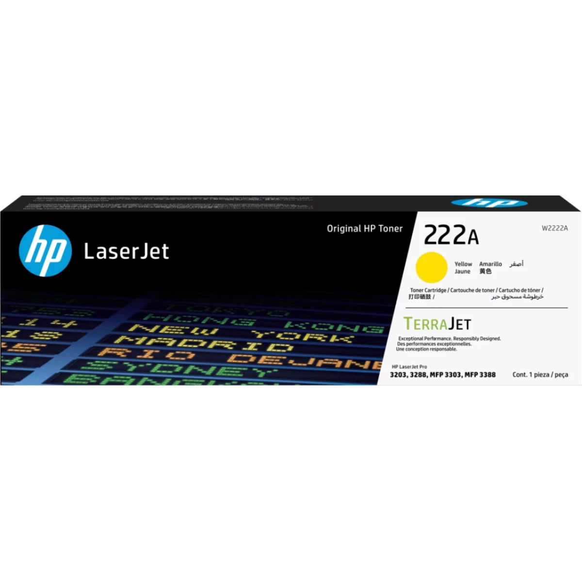 Hp 222a Yellow Original Laserjet Toner Cartridge (W2222a) Compatible With Hp Laserjet Pro 3203, 3288, 3303, 3388 Printers
