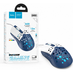 HOCO GM51 Sky Gaming Wired Mouse 3600 DPI 6-Button White/Blue