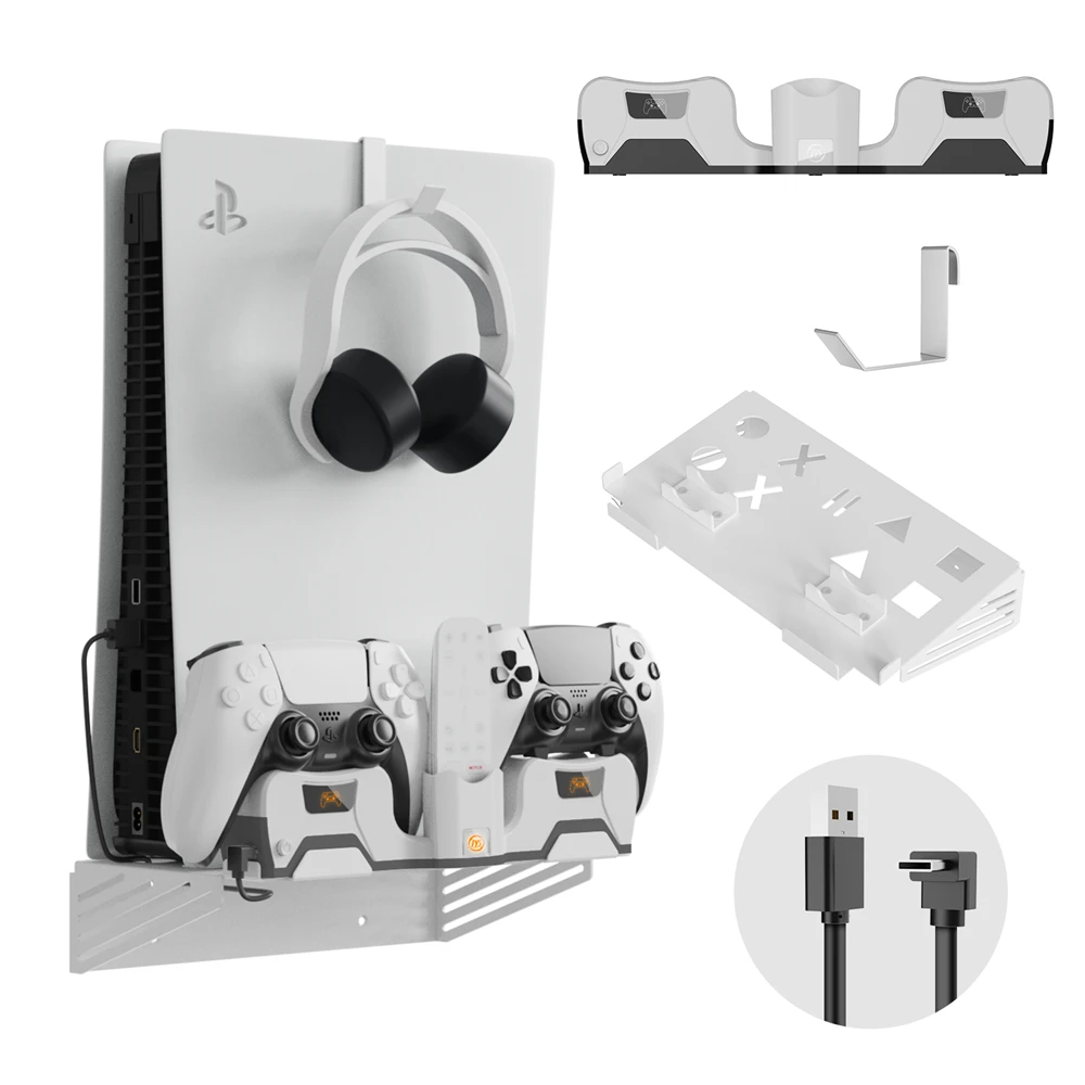 Jys Ys - P5181 for PS5 Host Wall Hanger Base Charging Stand Bracket for Wall Storage