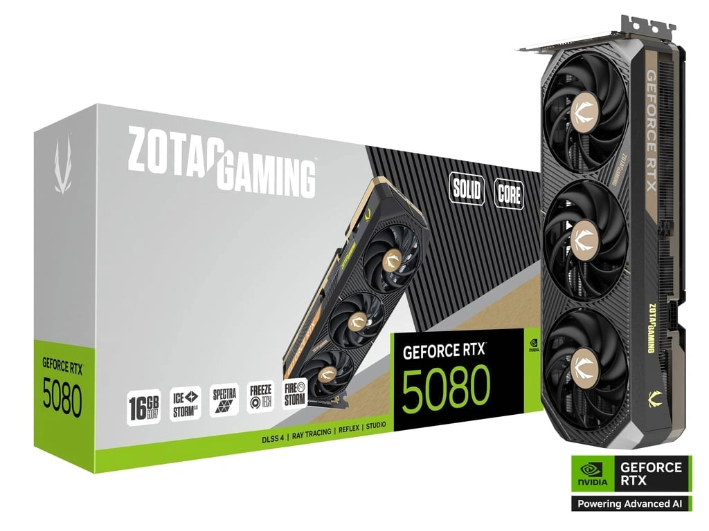 ZOTAC GAMING GeForce RTX 5080 SOLID CORE OC Edition 16GB GDDR7 Graphics Card