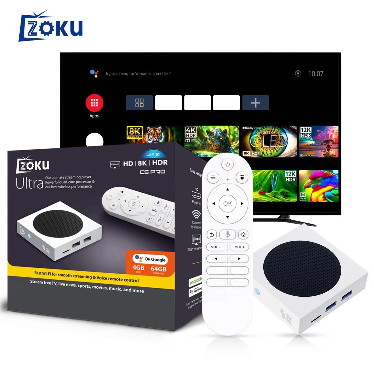 ZOKU Ultra C5 PRO 4GB 64GB Wi-Fi 6 8K HDR Smart TV Box