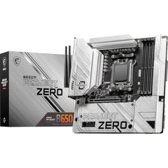 MSI B650M PROJE ZERO Wi-Fi 6E & BluetoothAM5 AMD B650 Ryzen 7000 DDR5 2x M.2 mATX Back Conne Design