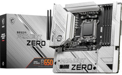 MSI B650M PROJE ZERO Wi-Fi 6E & BluetoothAM5 AMD B650 Ryzen 7000 DDR5 2x M.2 mATX Back Conne Design