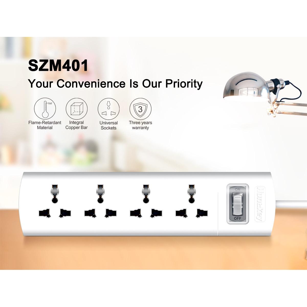 Huntkey SZM401 Universal Power Strip 4x Outlet AC 220-240V Surge Protector 1.5M - White Huntkey SZM401 Universal Power Strip 4x Outlet AC 220-240V Surge Protector 1.5M - White