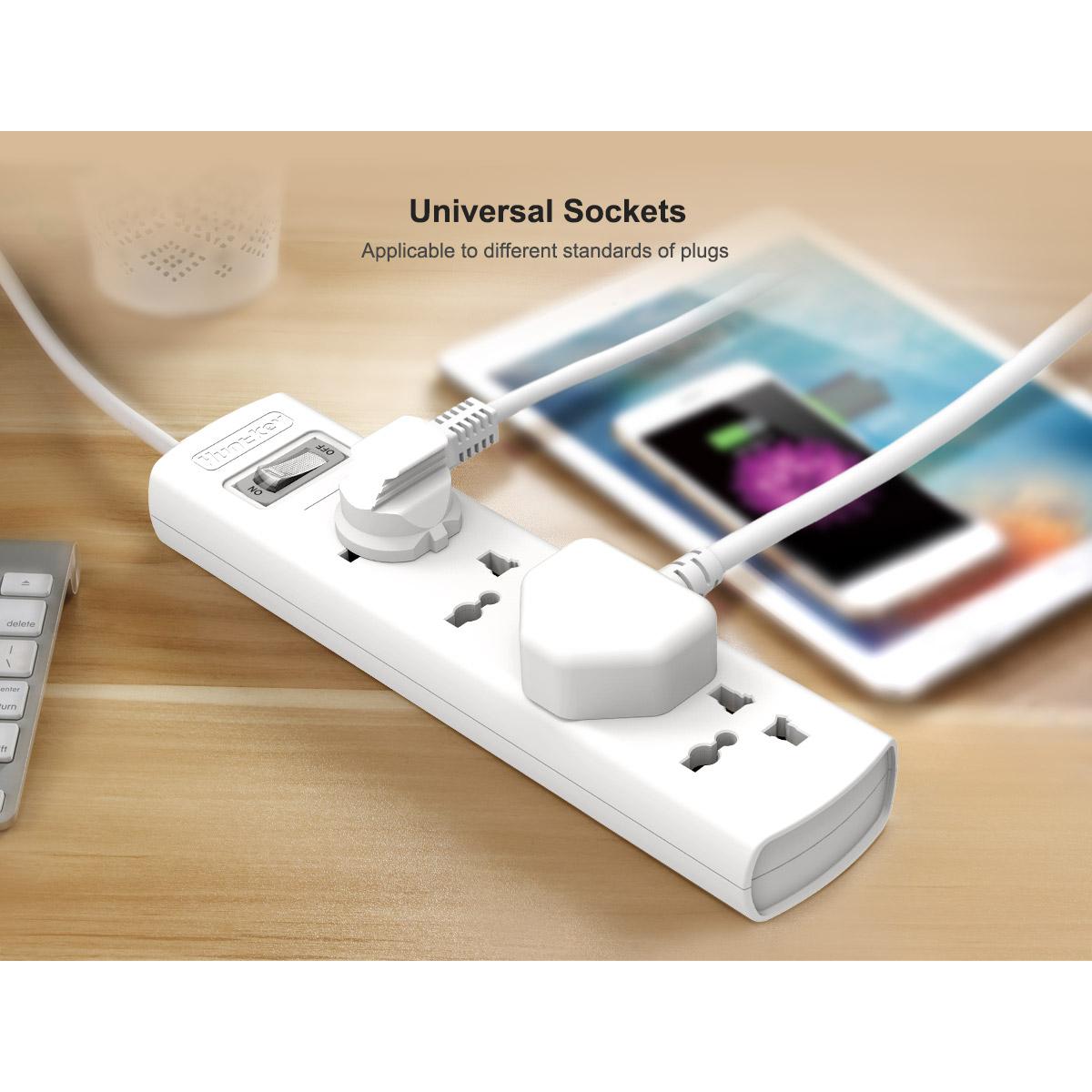 Huntkey SZM401 Universal Power Strip 4x Outlet AC 220-240V Surge Protector 1.5M - White Huntkey SZM401 Universal Power Strip 4x Outlet AC 220-240V Surge Protector 1.5M - White