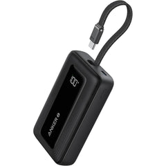 Anker A1688 Zolo Portable Charger, 10,000mah 30w Power Bank With Built In Lanyard Usb C Cable For Travel, Fast Charging Battery Pack Black