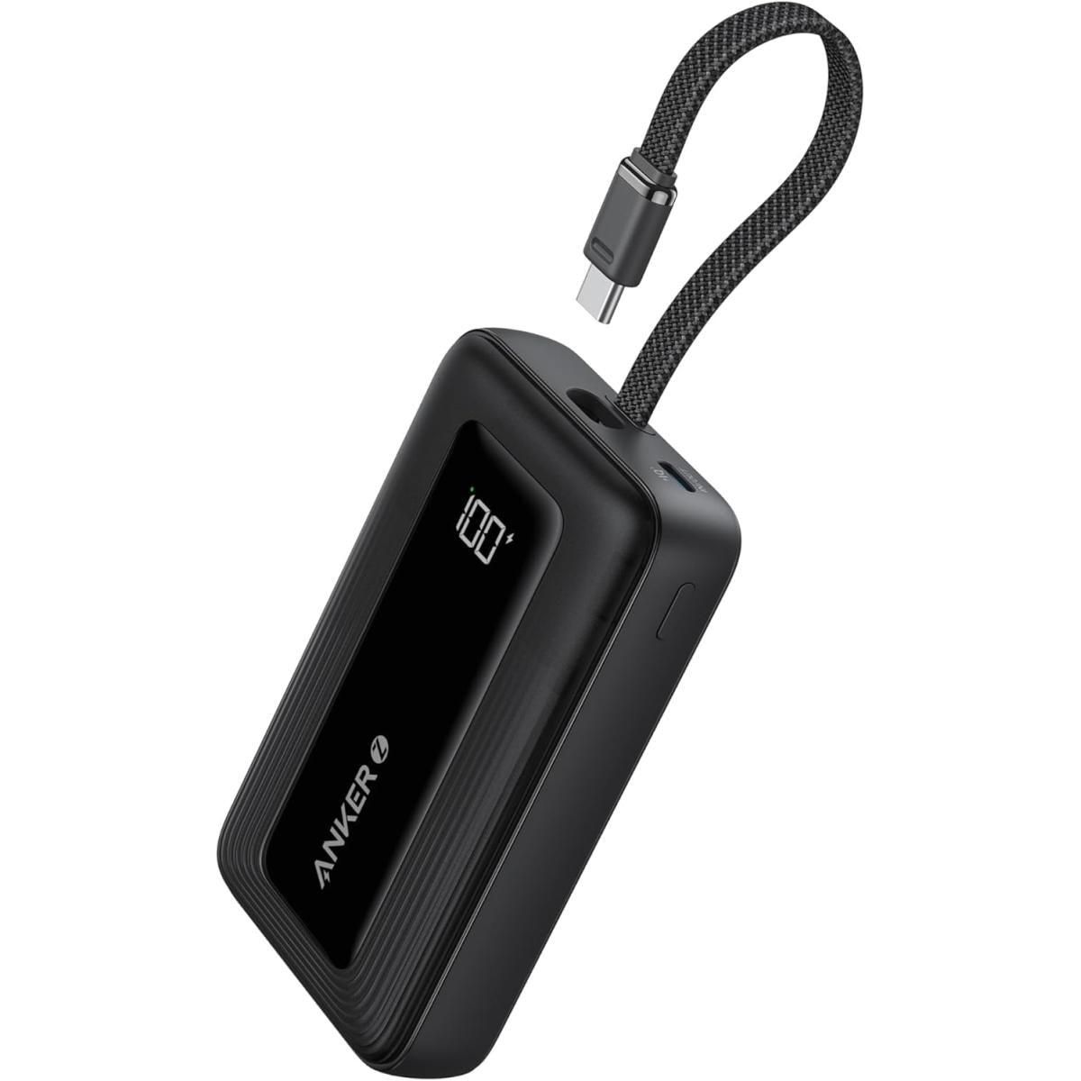 Anker A1688 Zolo Portable Charger, 10,000mah 30w Power Bank With Built In Lanyard Usb C Cable For Travel, Fast Charging Battery Pack Black